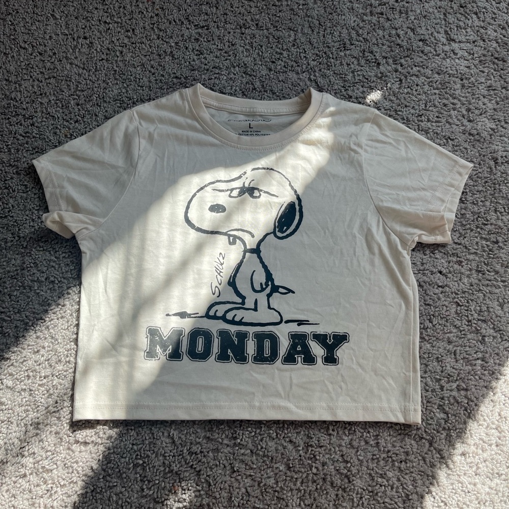 Fashion Nova Cream Crop Top with Classic Crew Neck